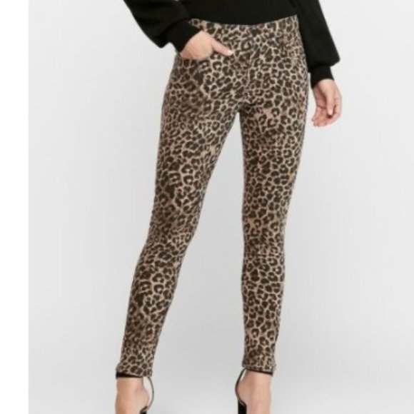 Express Denim - Express High Waist Leopard Ankle Skinny Jeans Sz 4